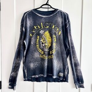 Affliction, American Customs Motor Club, Long Sleeve, Graphic, Top Size Med, Y2K